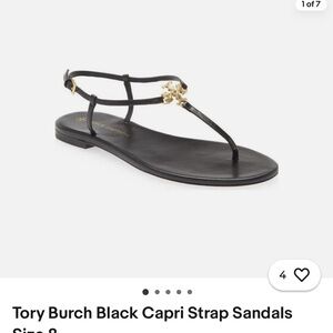 Tory Burch Capri Black T-Strap Sandals